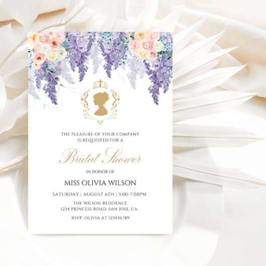 Invitation Élégante Hydrangée violette et Fête des mariées ro