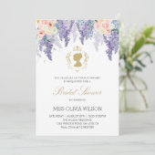 Invitation Élégante Hydrangée violette et Fête des mariées ro (Debout devant)