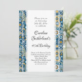 Invitation Élégante impression turquoise paisley fête d'anniv (Debout devant)