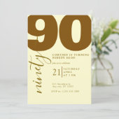 Invitation élégante imprimée pour 90e anniversaire (Debout devant)