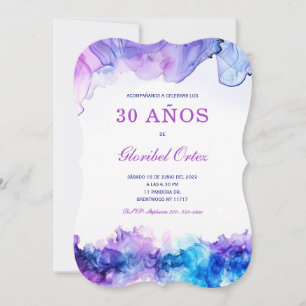 Invitation Elegante Invitación de 30º Cumpleaños con Acuarela