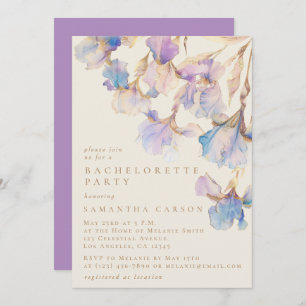 Invitation Elégante Iris Floral Watercolor Bachelorette Party