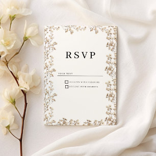 Invitation Elégante ivoire blanc gypsophila florale RSVP