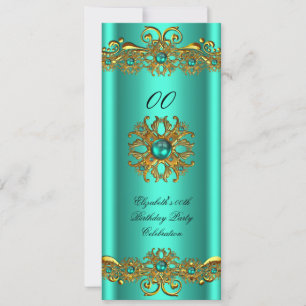 Invitation Elégante Jade Green Jewel Gold Anniversaire Party