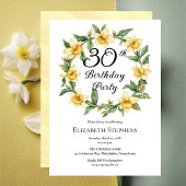 Invitation Élégante jonquille jaune 30e anniversaire floral