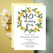 Invitation Élégante jonquille jaune 40e anniversaire floral