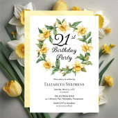 Invitation Élégante jonquille jaune Floral 21e anniversaire