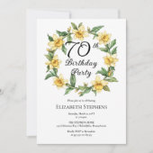 Invitation Élégante jonquille jaune Floral 70e anniversaire (Devant)