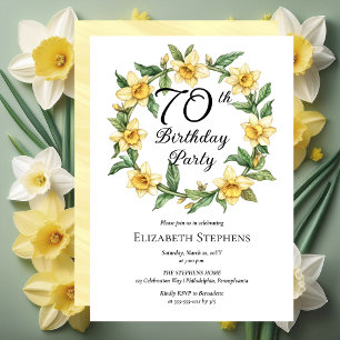 Invitation Élégante jonquille jaune Floral 70e anniversaire