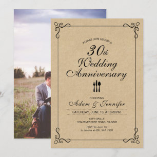 Invitation élégante kraft pour les 30 ans de maria