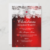 Invitation Élégante Lace Bow Red Christmas Fête de Noël (Devant)