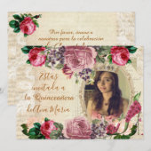 Invitation Elegante lamentable de la Quinceanera (Devant / Derrière)