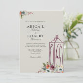 Invitation Élégante lanterne à bougie Mariage floral (Debout devant)