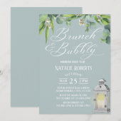 Invitation Élégante lanterne blanche et brunch nuptial du feu (Devant / Derrière)