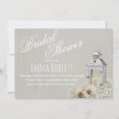 Invitation Élégante lanterne et Rose Ivoy Fête des mariées fl (Devant)