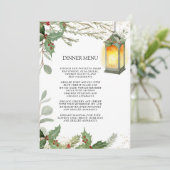 Invitation Élégante lanterne hiver Holly Dîner de Noël (Debout devant)