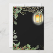 Invitation Élégante lanterne hiver Noir dîner de Noël (Dos)