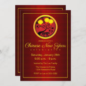 Invitation Élégante Lanternes en or de Tiger du Nouvel An chi (Devant / Derrière)