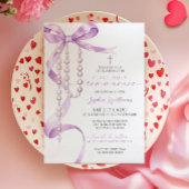 Invitation Élégante Lavande Bow & Rosaire Première Sainte Com