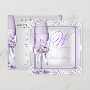 Invitation Élégante Lavande de Mariage Purple Lilac Champagne