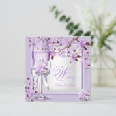 Invitation Élégante Lavande de mariage violet Lilac 4b (Debout devant)