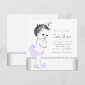Invitation Élégante Lavande et Baby shower argenté (Devant / Derrière)