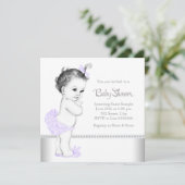 Invitation Élégante Lavande et Baby shower argenté (Debout devant)