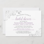 Invitation Elégante Lavande et Fête des mariées blanche en de (Devant)