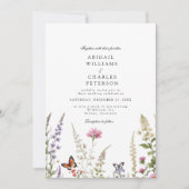 Invitation Élégante Lavande et Fleur sauvage fleurie (Devant)