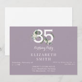 Invitation Élégante Lavande florale blanche 85e anniversaire  (Devant / Derrière)