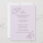 Invitation Élégante Lavande Florale Moderne Juste Marié (Devant)
