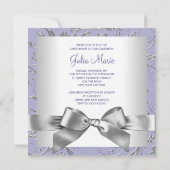 Invitation Élégante Lavande pourpre et gris Christening (Dos)