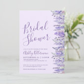 Invitation Élégante Lavande Purple Fête des mariées Florale (Debout devant)