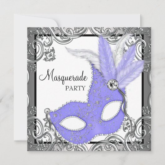 Invitation Élégante Lavande Purple Masque Party (Devant)