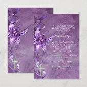 Invitation Élégante Lavande Purple Première Communion Invitat (Devant / Derrière)