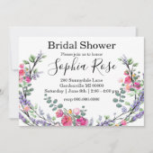 Invitation Élégante Lavande rose rose Douche nuptiale (Devant)