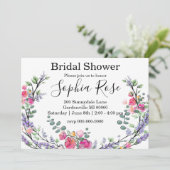 Invitation Élégante Lavande rose rose Douche nuptiale (Debout devant)