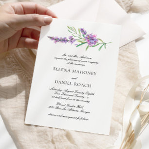 Invitation Élégante Lavande verdure Violet Mariage