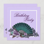 Invitation Élégante Lavande violet Rose fête d'anniversaire (Devant / Derrière)