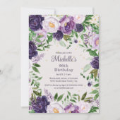 Invitation Élégante Lavande violette Florale 90e anniversaire (Devant)