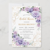 Invitation Élégante Lavande violette Rose Fête des mariées (Devant)