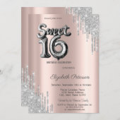 Invitation Élégante Lecteurs d'argent moderne Balloon Sweet 1 (Devant / Derrière)