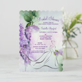 Invitation Elégante Lilac Fleurs de nuptiale Douche Invitatio (Debout devant)