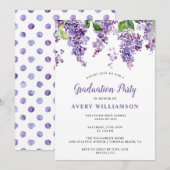 Invitation Élégante Lilac Floral Graduation Party (Devant / Derrière)
