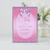 Invitation Elégante Lilac & Joyau Rose Bow & Confetti Anniver (Debout devant)