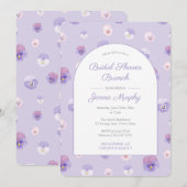 Invitation Elégante Lilac Pansies Fête des mariées Brunch Par (Devant / Derrière)