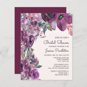 Invitation Élégante Lilac Plum Purple Fête des mariées Floral