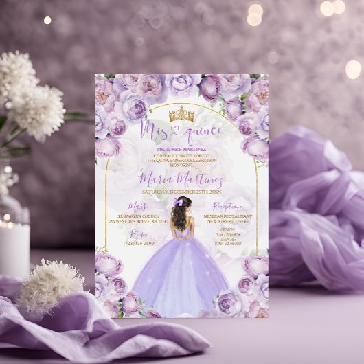 Invitation Élégante Lilac Princesse Robe Mis Quince