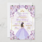 Invitation Élégante Lilac Princesse Robe Mis Quince (Devant)