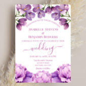 Invitation Élégante Lilac Purple Floral avec Mariage de code